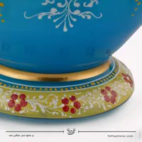 گلدان سه پوست نقاشی شده رنگ فیروزه ای سایز 24