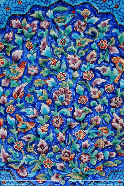  بشقاب گرد برجسته مینا کاری گل و مرغ قطر 40 (10514)