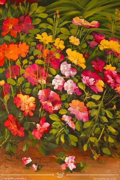 تابلو نقاشی رنگ روغن طرح گل سایز 100*70