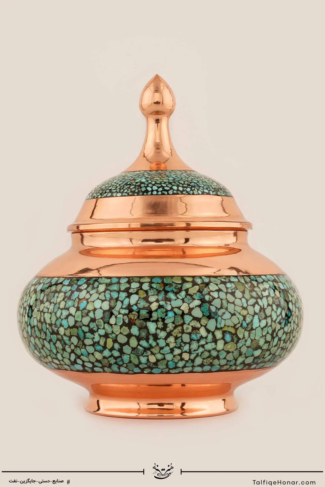قندان مس فیروزه کوبی سایز20 کد 001(10002)