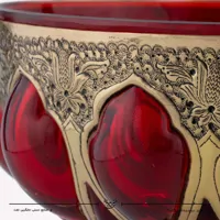 ظرف میوه خوری قلمزنی و آبگینه رنگ قرمز قطر 23