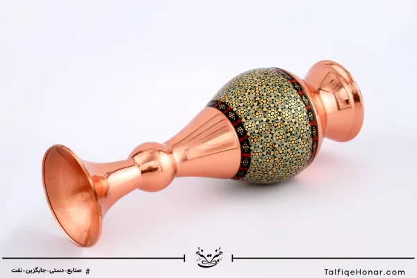 گلدان صراحی مس خاتم سایز 16(10494)