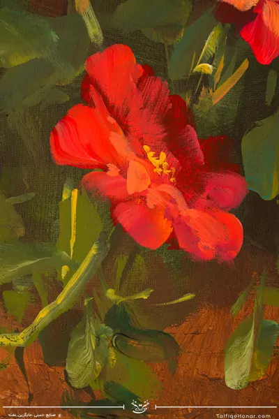 تابلو نقاشی رنگ روغن طرح گل سایز 100*70