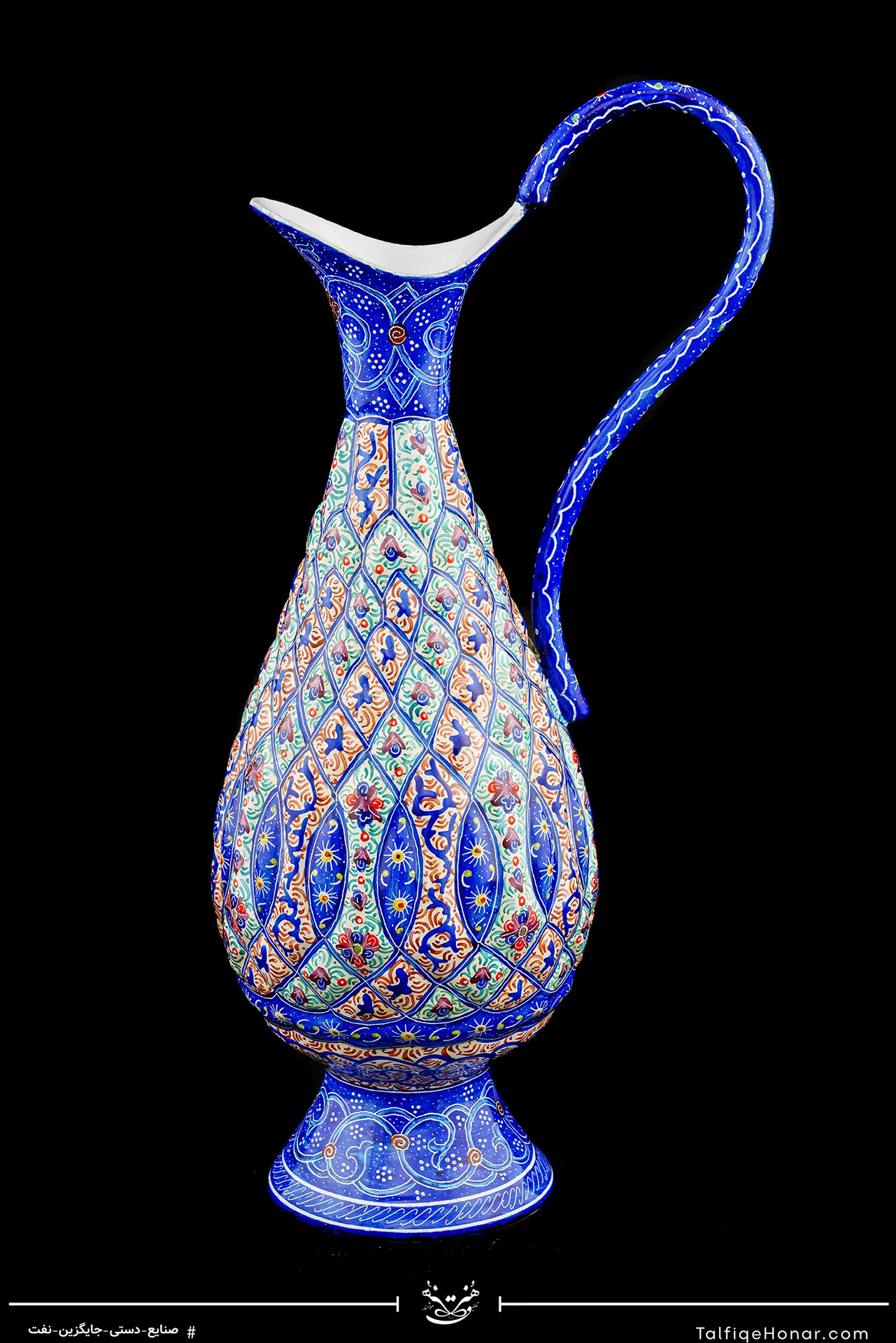 پارچ قلدار طرح اسلیمی مینا کاری سایز 20 کد 002(10604)
