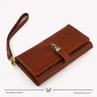 کیف دستی زنانه چرم طرح کروکدیل مدل آنا رنگ عسلی سایز 3*10*20