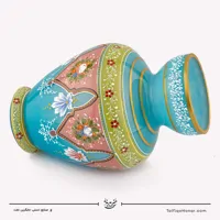 گلدان سه پوست نقاشی شده فیروزه ای سایز 28