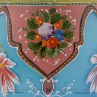 گلدان سه پوست نقاشی شده رنگ فیروزه ای سایز 24