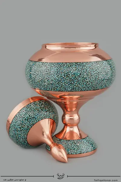 شکلات خوری مسی فیروزه کوب سایز 30(10012)