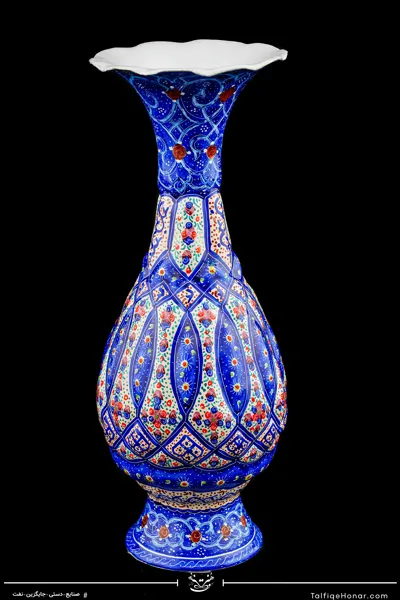 گلدان صراحی قلدار مینا کاری سایز 16 کد 002(10604)