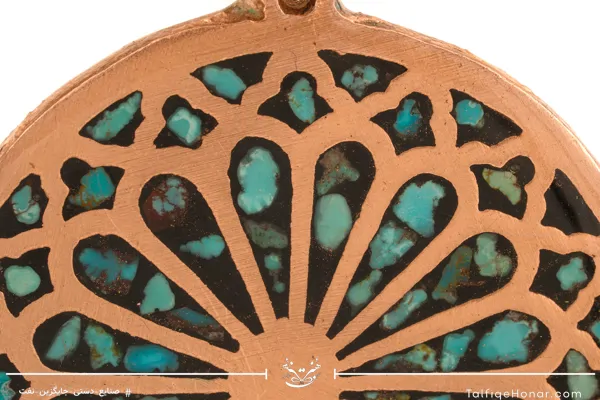 گردنبند مسی فیروزه کوب طرح گره چینی 