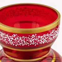 گلدان آبگینه نقاشی شده قرمز سایز 24