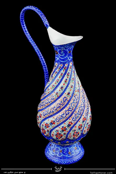  پارچ قلدار مینا کاری زمینه رنگ لاجوردی سایز 16(10604)