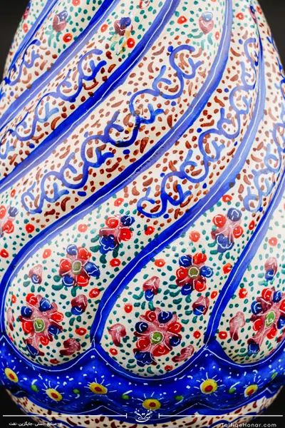  پارچ قلدار مینا کاری زمینه رنگ لاجوردی سایز 16(10604)