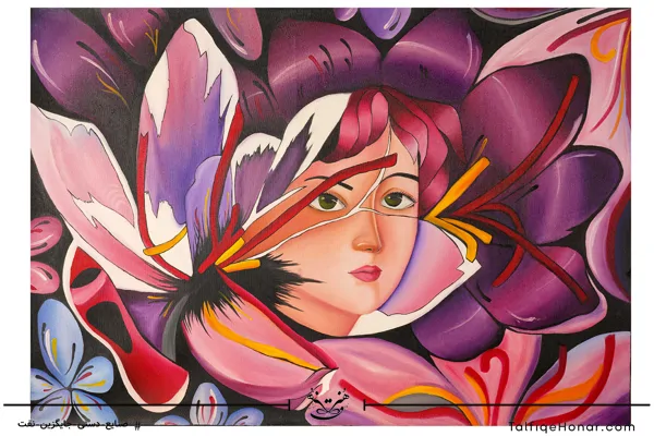 تابلو نقاشی رنگ روغن دختر زعفران سایز 100*70