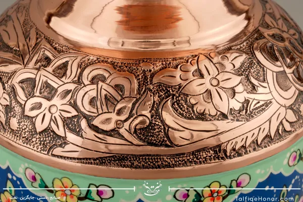گلدان سلجوقی مسی پرداز و قلم زنی سایز 22(10526)