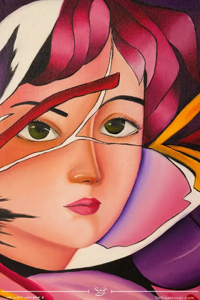 تابلو نقاشی رنگ روغن دختر زعفران سایز 100*70