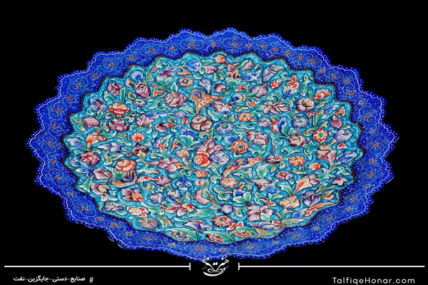 بشقاب برجسته مینا کاری گل و مرغ قطر 40 (10514)