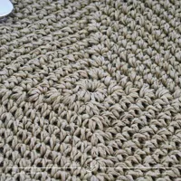 کیف قلاب بافی با الیاف طبیعی رافیا طرح ریحان رنگ فسفری سایز 28*30