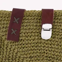 کیف قلاب بافی با الیاف طبیعی رافیا طرح ریحان رنگ فسفری سایز 28*30