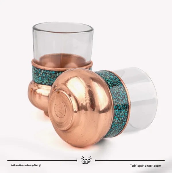 سرویس 6 نفره چای خوری مس فیروزه کوبی