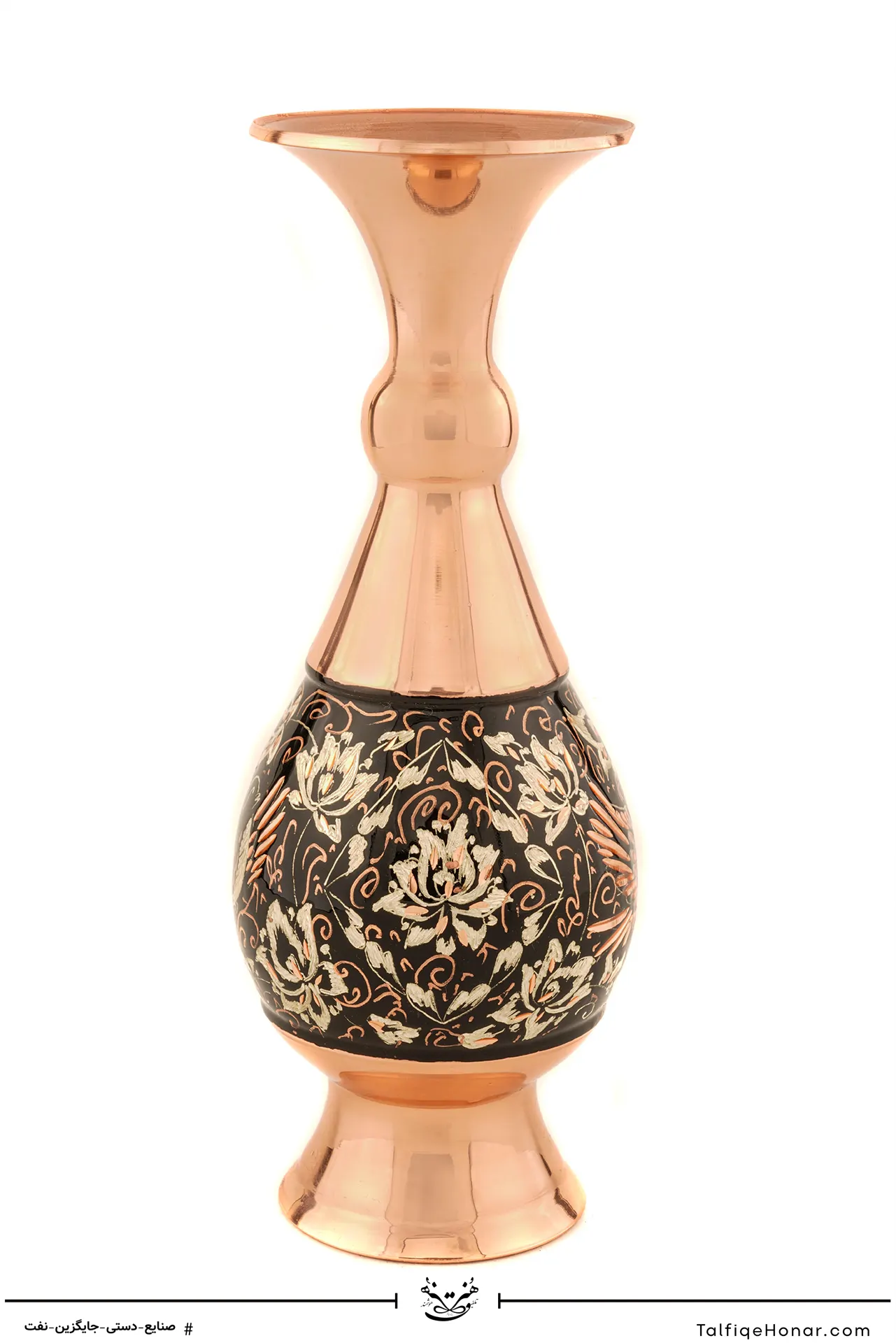 گلدان مس الماس تراش طرح ویژه نقره سایز 20