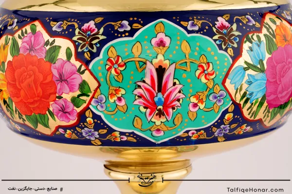 شکلات خوری برنجی پرداز با ورق طلا سایز 43(10002)