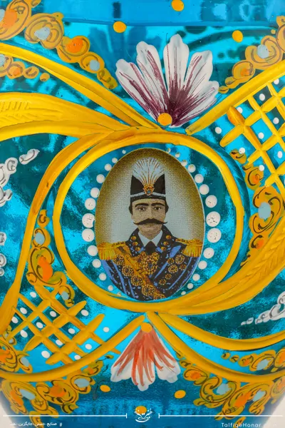 شکلات خوری آبگینه نقاشی شده آبی سایز 30