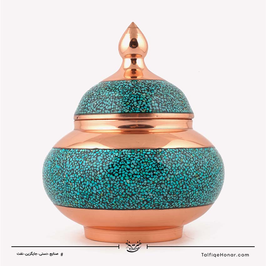  قندان مس فیروزه کوبی سایز 16