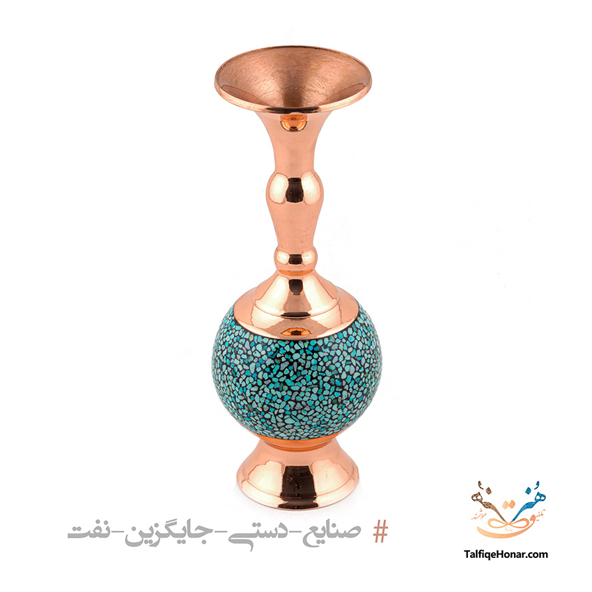 گلدان دالبری مس فیروزه کوبی سایز20