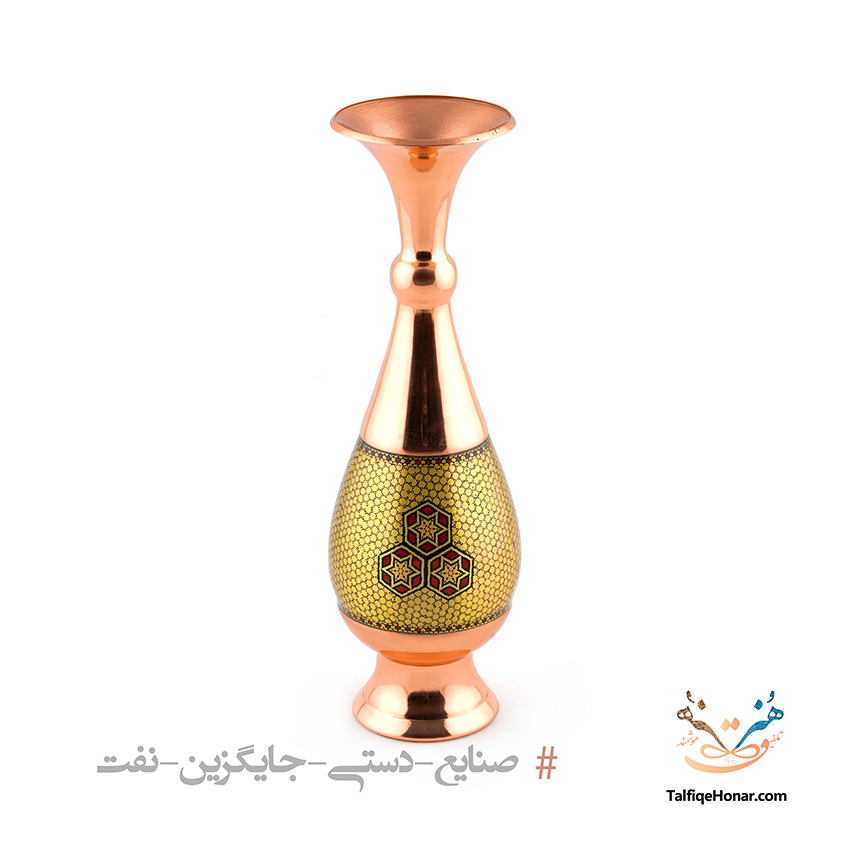 گلدان مس خاتم کاری سایز 30 (کد10057)