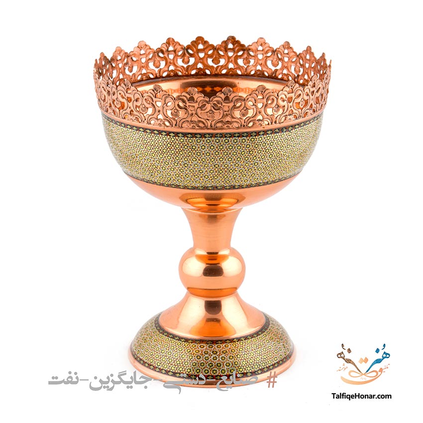 آجیل خوری مس خاتم کاری سایز 28 (کد10057)