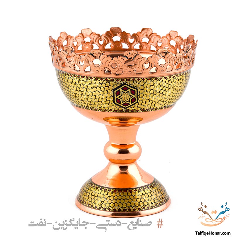 آجیل خوری مس خاتم کاری سایز 13 (کد10057)
