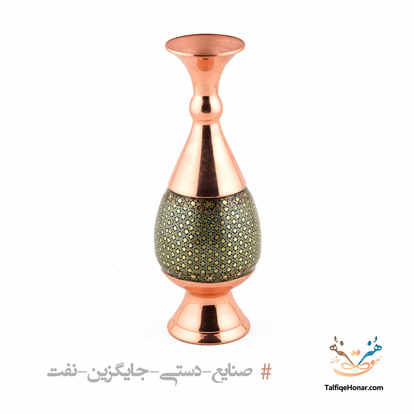 گلدان مس خاتم کاری سایز 25 (کد10057)