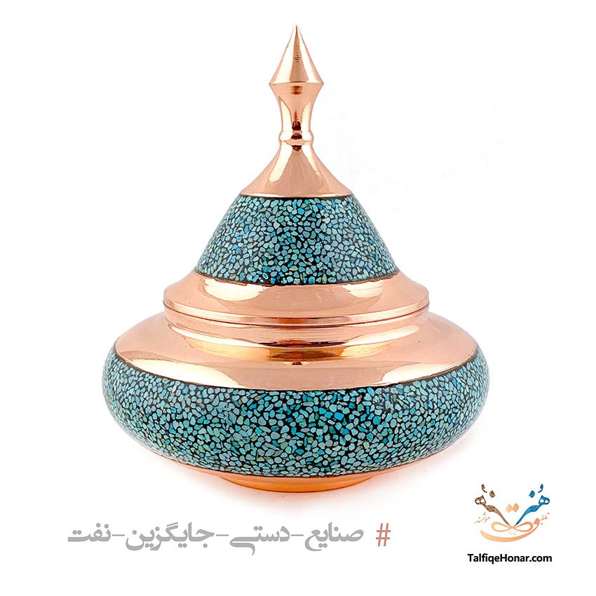 قندان سفینه ای مس فیروزه کوبی سایز20