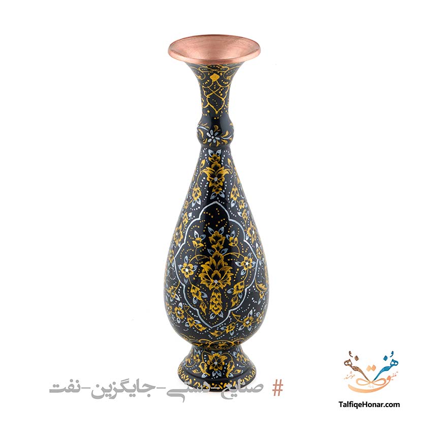 گلدان مس تمام پرداز مشکی طلایی سایر 30