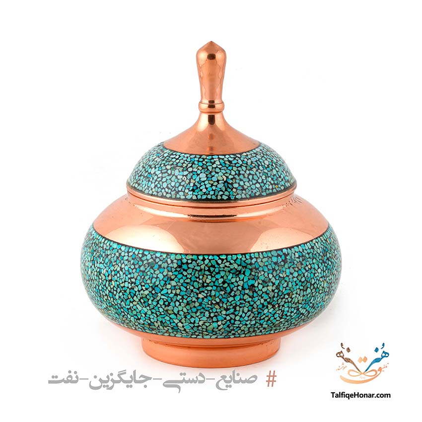 قندان مس فیروزه کوبی سایز 20
