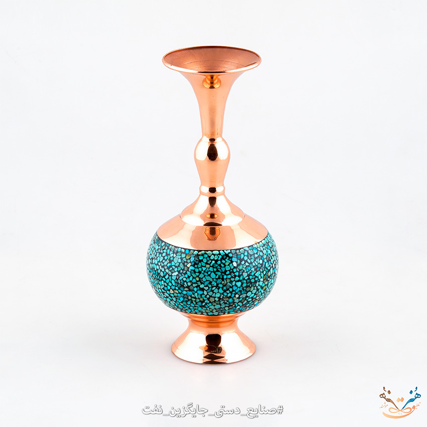 گلدان دالبری مس فیروزه کوبی سایز 25
