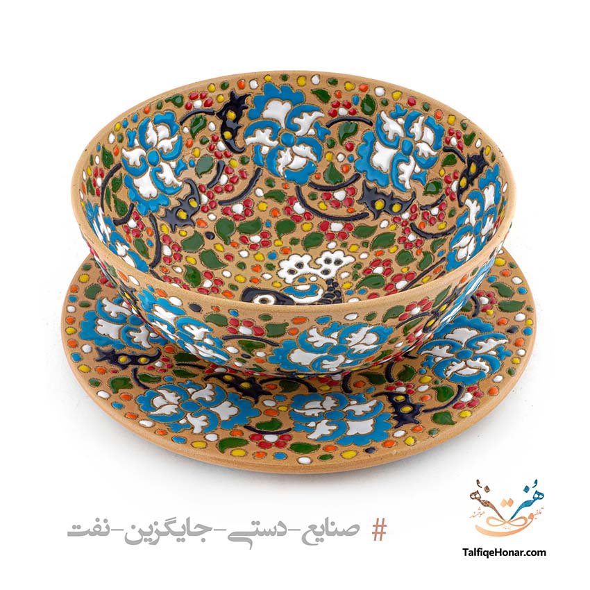 کاسه بشقاب سفال طرح پروانه سایز 30*35