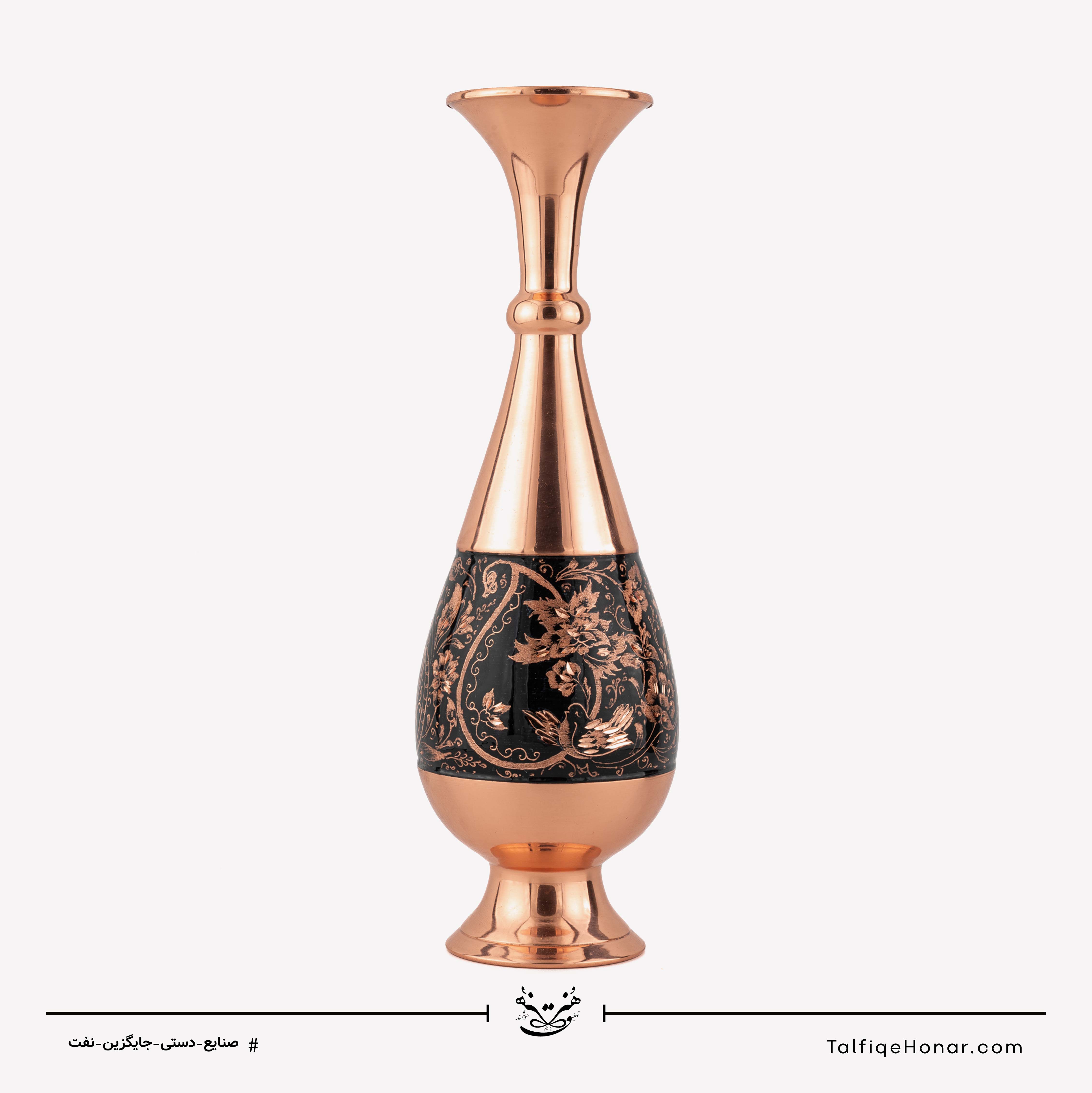 گلدان صراحی مس الماس تراش طرح ویژه سایز 30 
