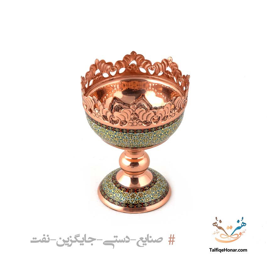 آجیل خوری مس خاتم کاری سایز 11 (کد 10057)
